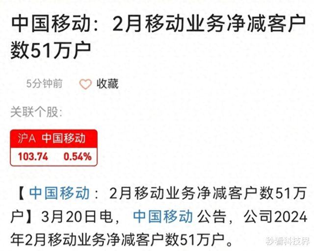 一个月失去51万人：中国移动用户大批流失，背后深层原因