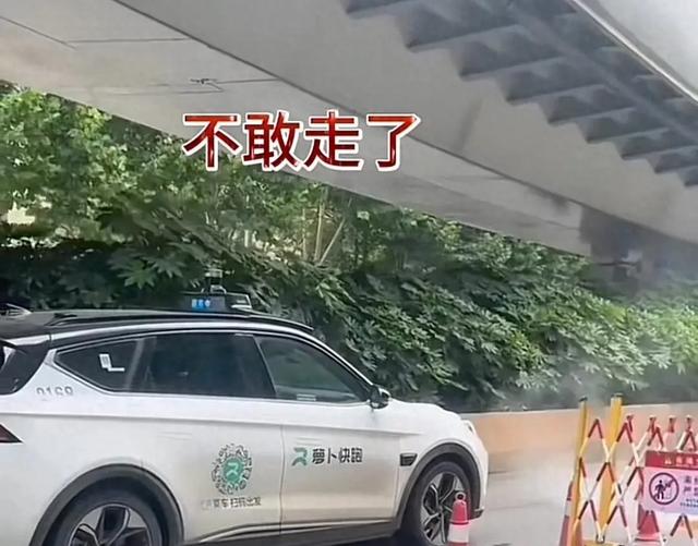 武汉无人驾驶车遇到施工路段,旁边工人惊呆了