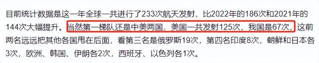 中美俄2023年火箭发射次数差距断崖：美125次，俄19次，中国多少,中美俄2023年火箭发射次数差距断崖：美125次，俄19次，中国多少,第11张